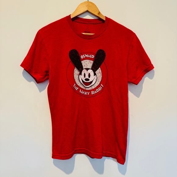 Oswald The Lucky Rabbit Red Cotton Shirt Disneyland Walt Disney World Sz Small - Picture 3 of 5